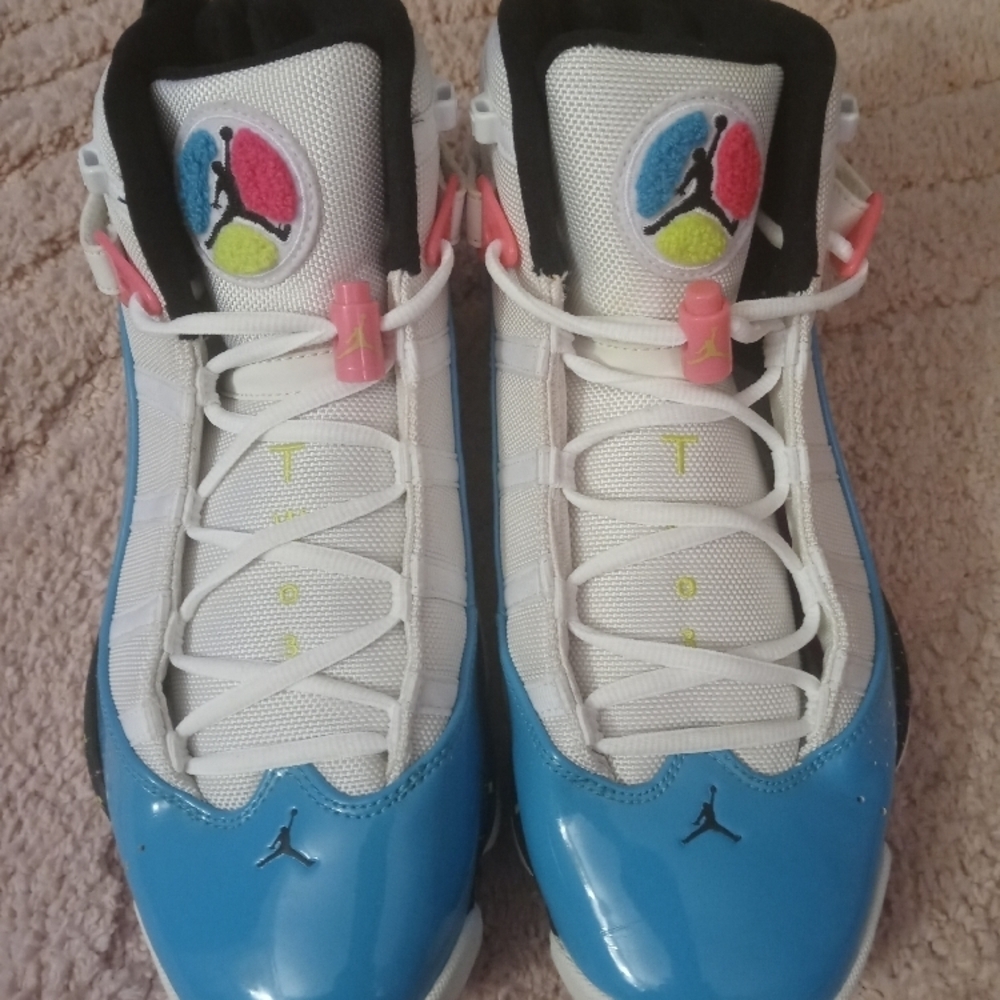 Blue and White Sneakers with Traditional Lacing and Padded Tongue